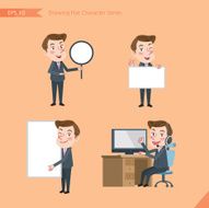Set of drawing flat character style business office worker activities N62