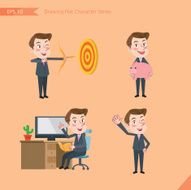 Set of drawing flat character style business office worker activities N63