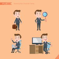 Set of drawing flat character style business office worker activities N64