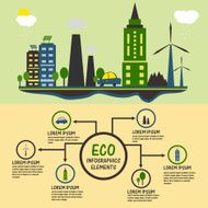 Eco infographic elements with city view