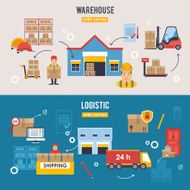 Warehousing and Logistic Delivery banners vector set N2