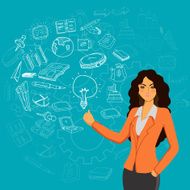 Young businesswoman with various business infographic elements N2