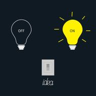 On and off light bulbs with tumbler switch Idea concept