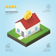 Infographic business currency money coins house shape template N2