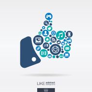 Social media icons in like shape abstract background vector illustration