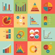 Set of business data market elements diagrams graphs Flat style