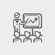 Businessman giving a presentation sketch icon