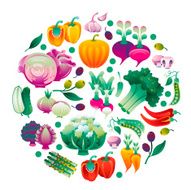 Circle composition with vegetables