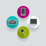 Round icons Long shadow shapes