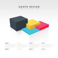 Rectangle and cube infographic template 4 color