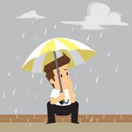 businessman was caught in the rain