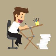 business man is happy with the work desk N4