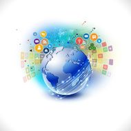 futuristic world with colorful media network symbol N2
