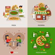 Pizzeria Concept Icons Set