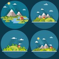 Houses in the mountains among trees rest a mountain
