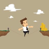 businessman with a risk much more money