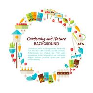 Flat Style Vector Circle Template Collection of Nature Gardening
