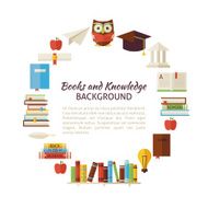 Flat Style Vector Circle Template of Books Education and Knowled N2