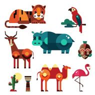Geometric Flat Africa Animals and Plants N2