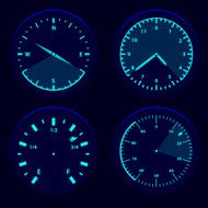 Futuristic blue dashboard gauges
