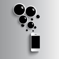 Mobile phone Vector Design white Paper Overlapping Squares Concept
