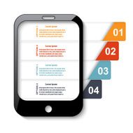Black mobile phone with elements of infographics