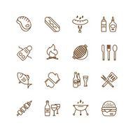 Barbecue and Food Icons Vector Objects set Outdoor Kitchen or N5