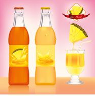 bottle pineapple juice vector illustration