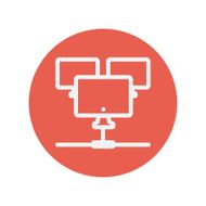 Three touch screen devices thin line icon