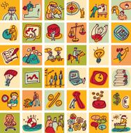 Doodles business icons color set N2