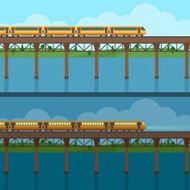 Train on railway and bridge
