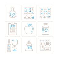 Set of vector healthcare or medicine icons and concepts