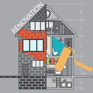 Renovation House remodeling flat design Vector N11