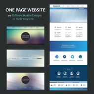One Page Website Template Different Header Designs with Blurred Backgrounds N8