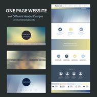One Page Website Template Different Header Designs with Blurred Backgrounds N9