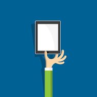 Hand with tablet (pc) in cartoon style