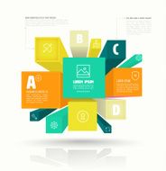 Vector cube box for business concepts with icons N2