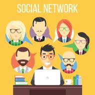 Social network communication flat illustration