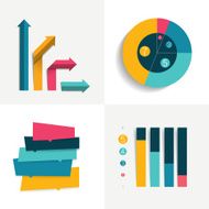 Flat set of charts and brochure elements Simply color editable N9