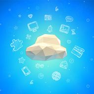 Vector Cloud Lowpoly Illustration with different icons