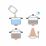 Infographics Instructions cooking meal Illustrations of recipe