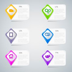 Colorful pointers with infographic elements