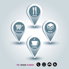 Modern vector Design template mapping pins icon