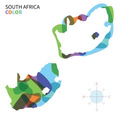 Abstract vector color map of South Africa with transparent paint