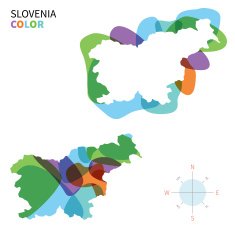 Abstract vector color map of Slovenia with transparent paint effect
