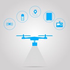 Quadrocopter monitoring circular blue icons