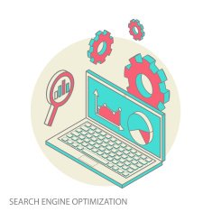 Isometric design modern concept of website analytics and SEO data
