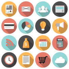 Flat round business and marketing web icons N2