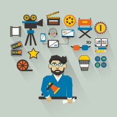 Profession of people Flat infographic Filmmaker