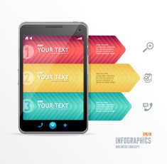 Vector smartphone with infographic option banner